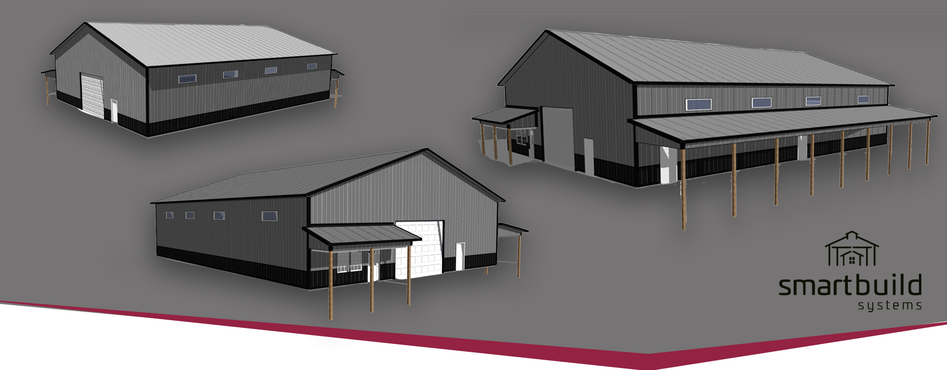 3d rendering designs of post frame barns and buildings