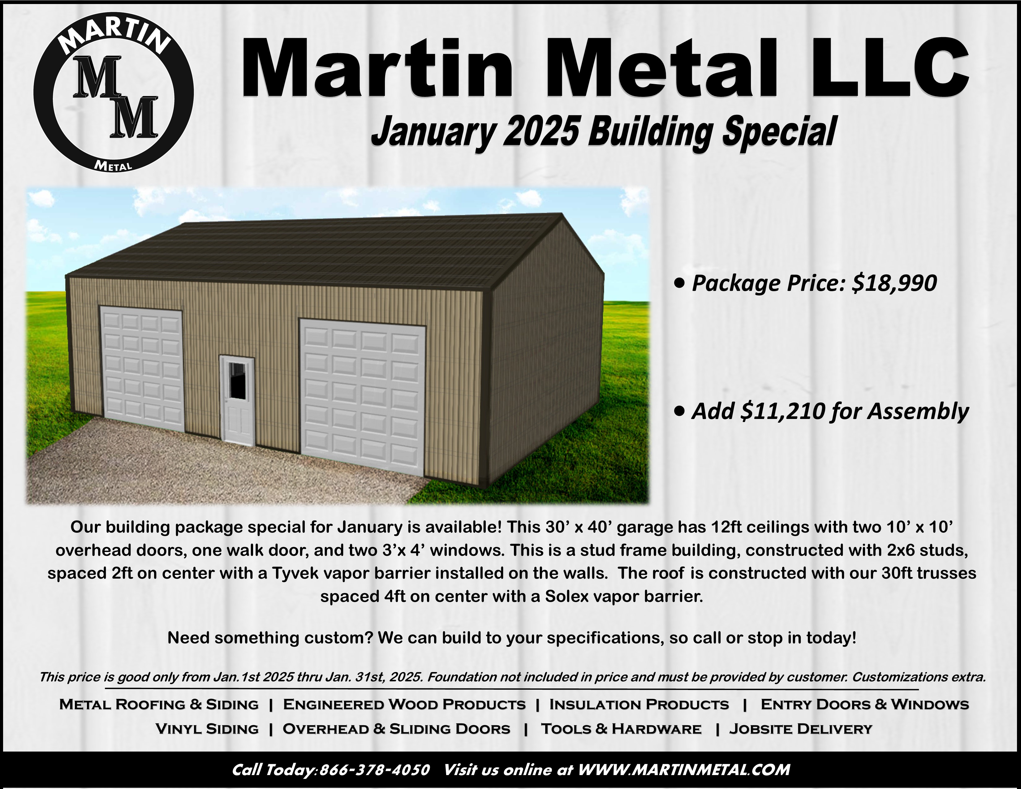 Martin Metal Special Building Price