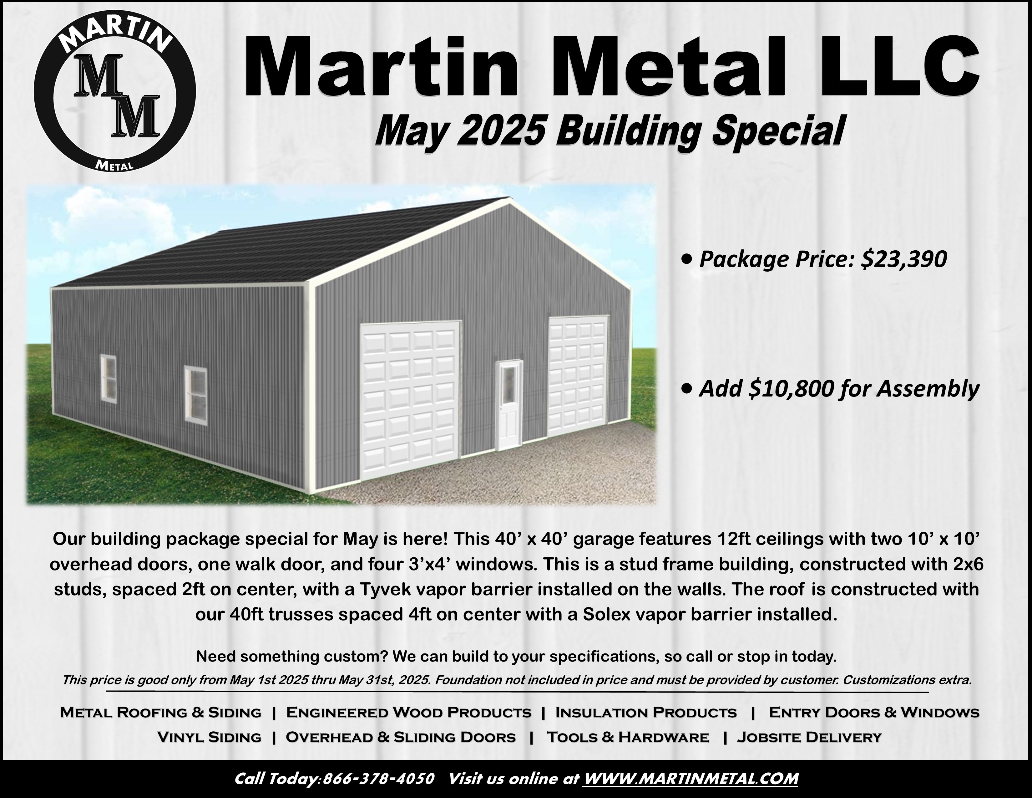 Martin Metal Special Building Price