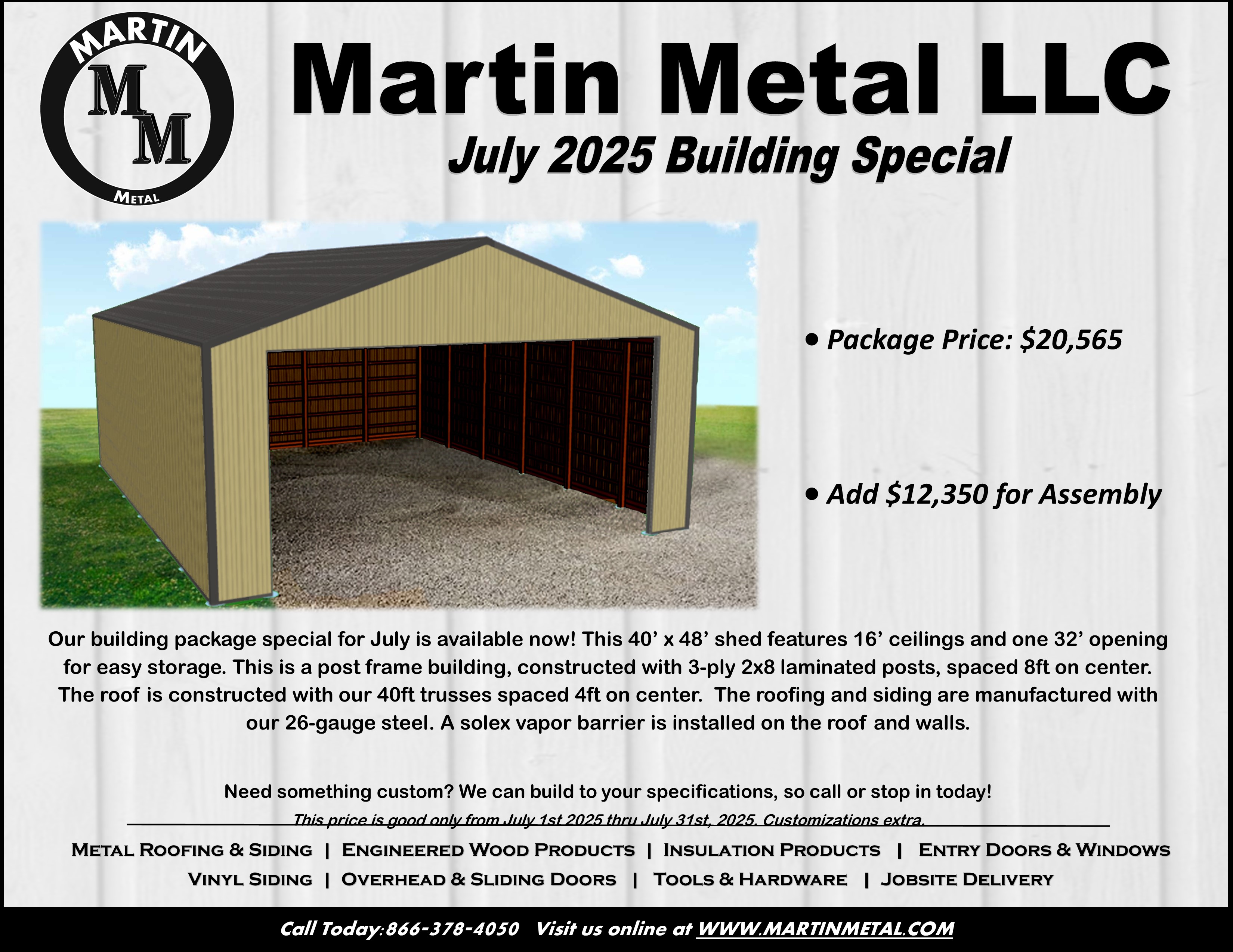 Martin Metal Special Building Price