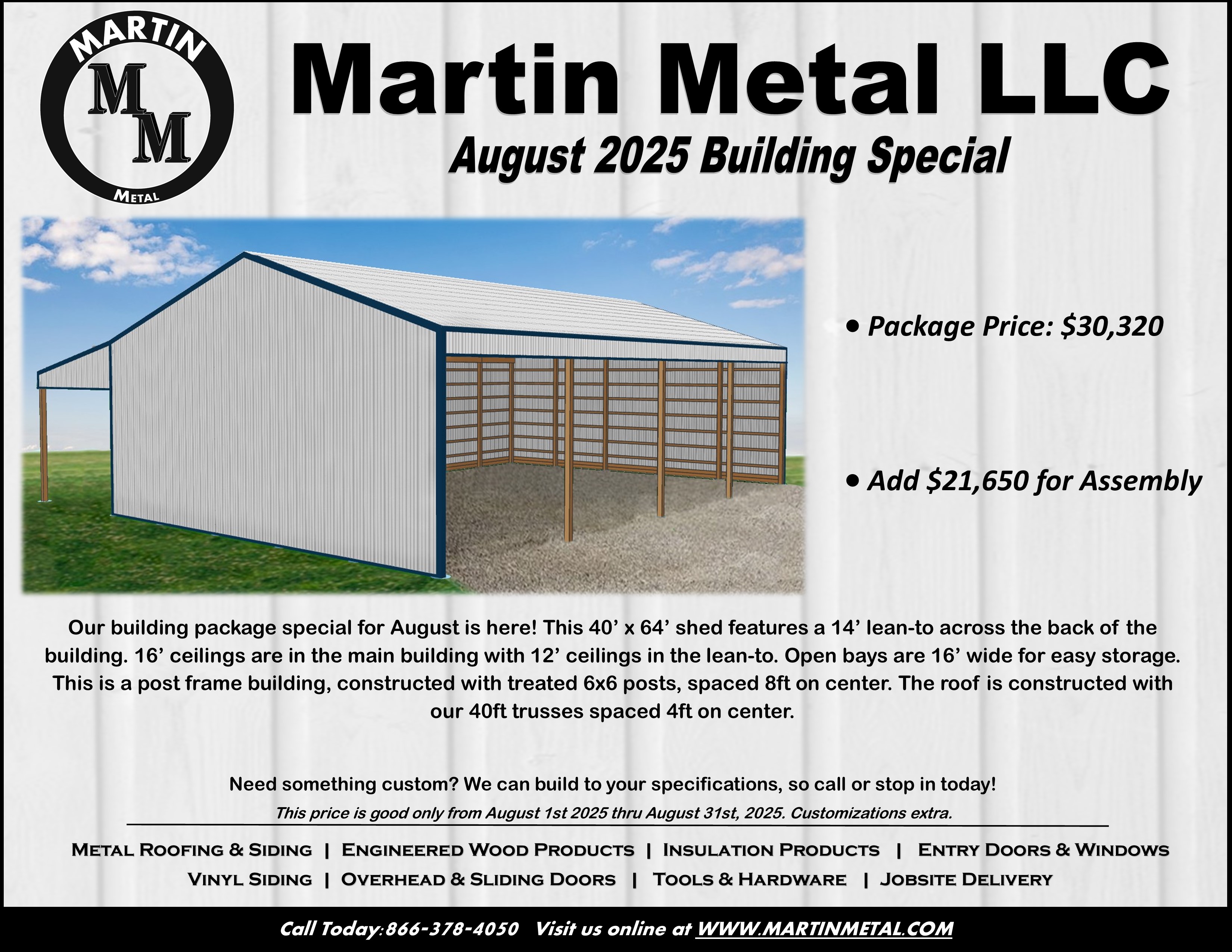 Martin Metal Special Building Price