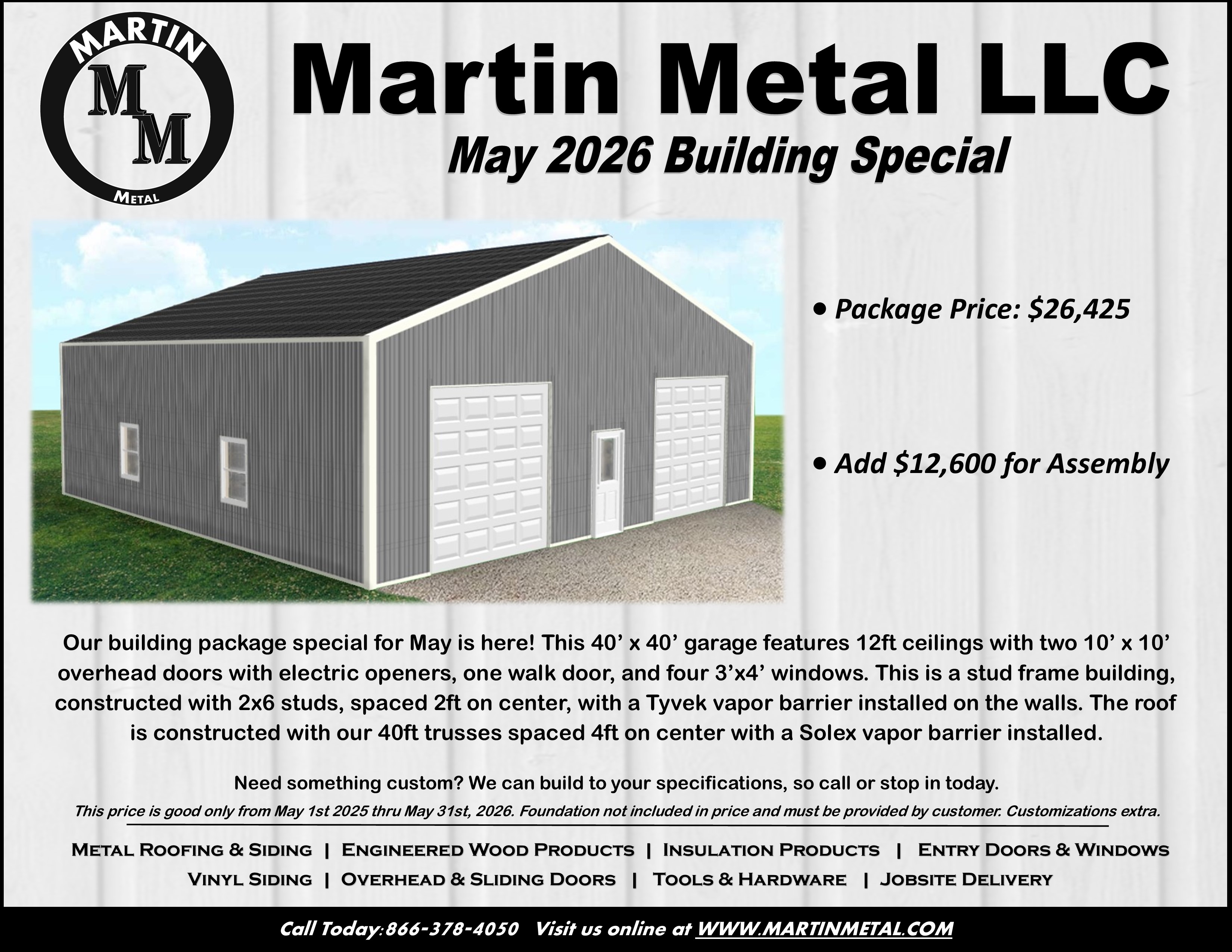 Martin Metal Special Building Price