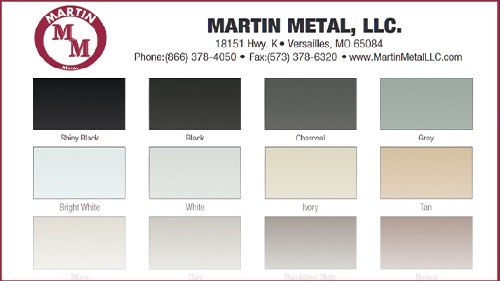 metal roofing and siding color chart for pole barns