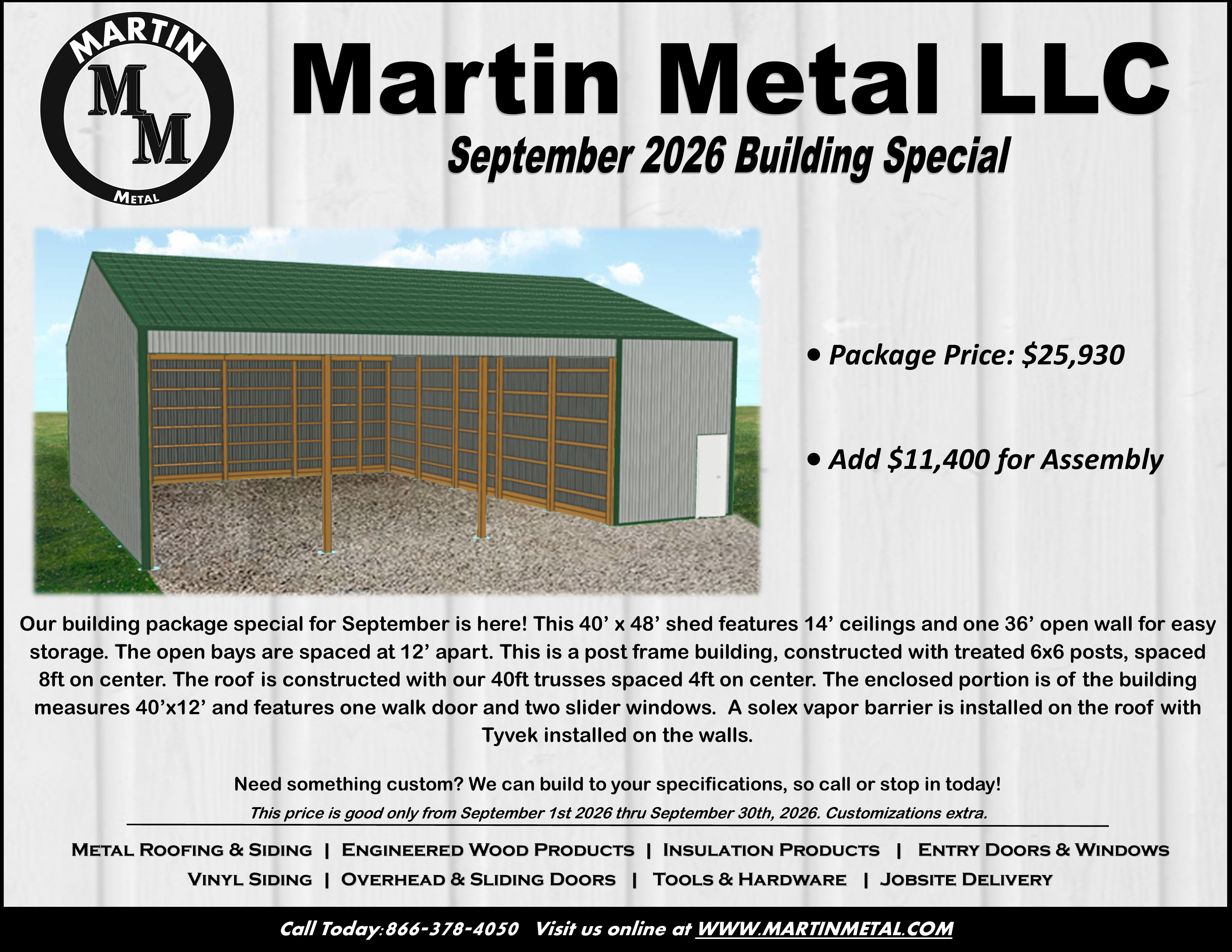Martin Metal Special Building Price